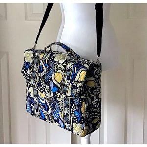 Vera Bradley Large Structured Messenger Tote Crossbody in Ellie Blue Pattern